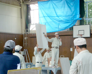 建築塗装技能検定　実技講習会の様子