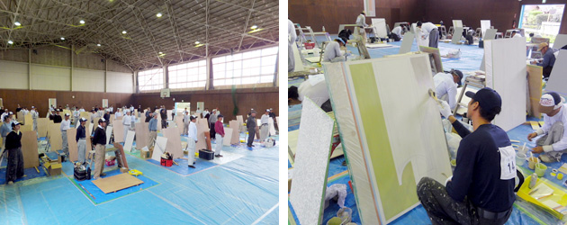 建築塗装技能検定試験の様子